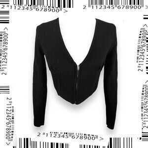 Balletcore Y2K Corset Black Sweater Cardigan Cropped Sz S